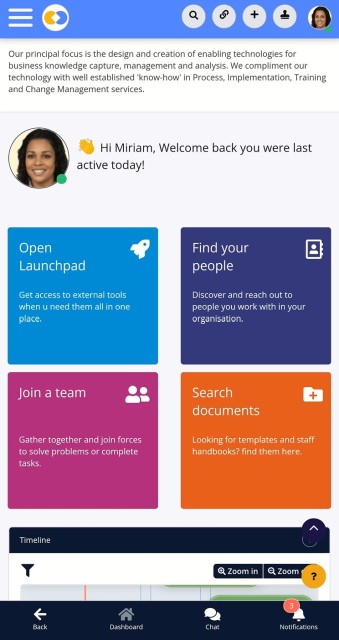 Mobile intranet application for employees