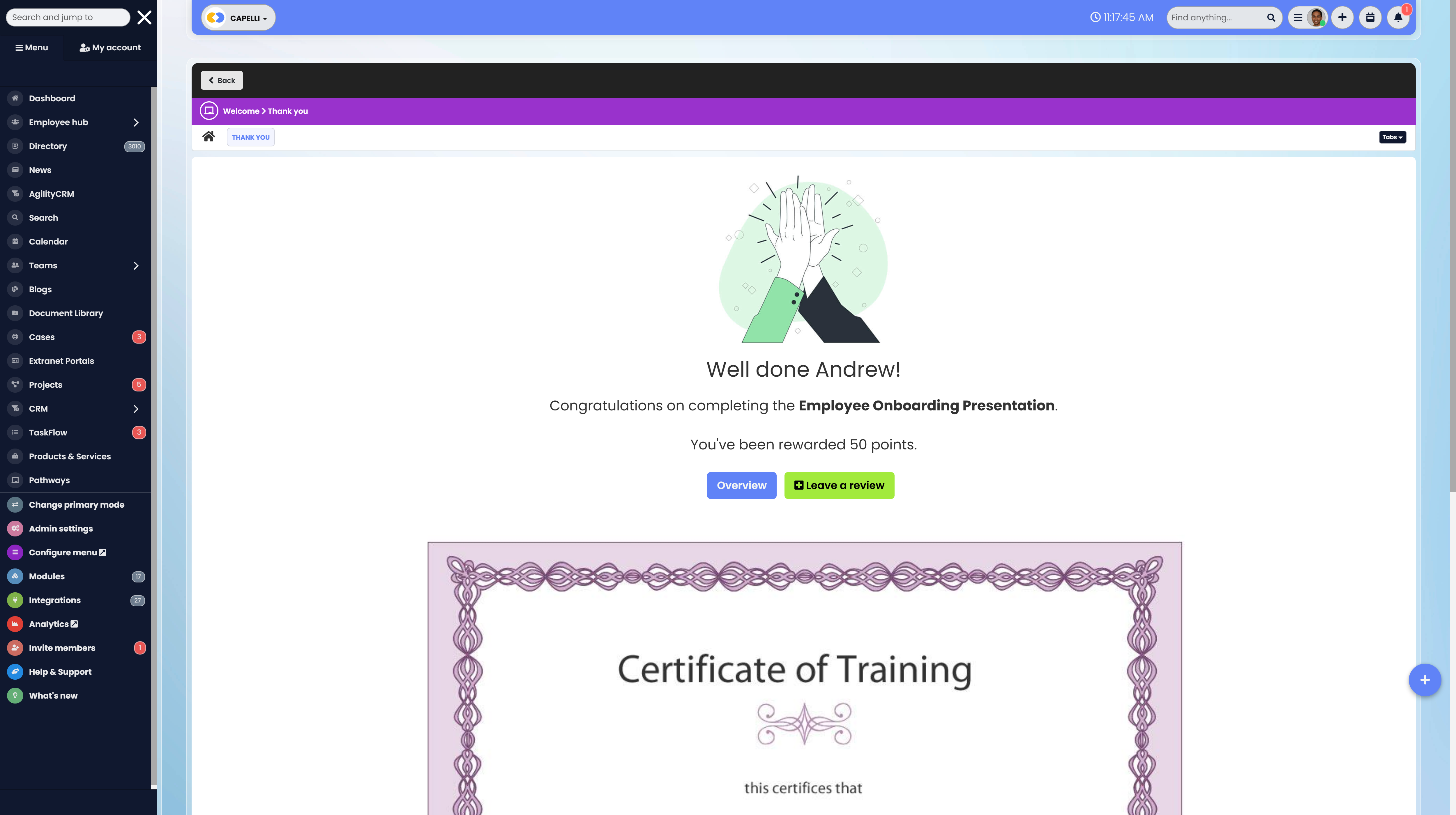 certificate%20for%20completing%20onboarding How to Streamline Onboarding with a Digital Workplace + Digital Onboarding Examples - Insight Blog - AgilityPortal