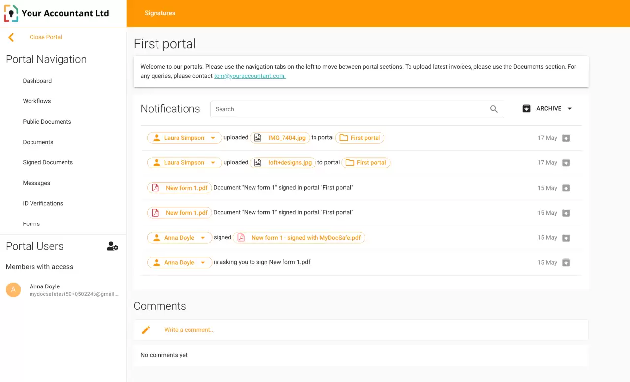#2. MyDocSafe: Client Portal Software for Accountants