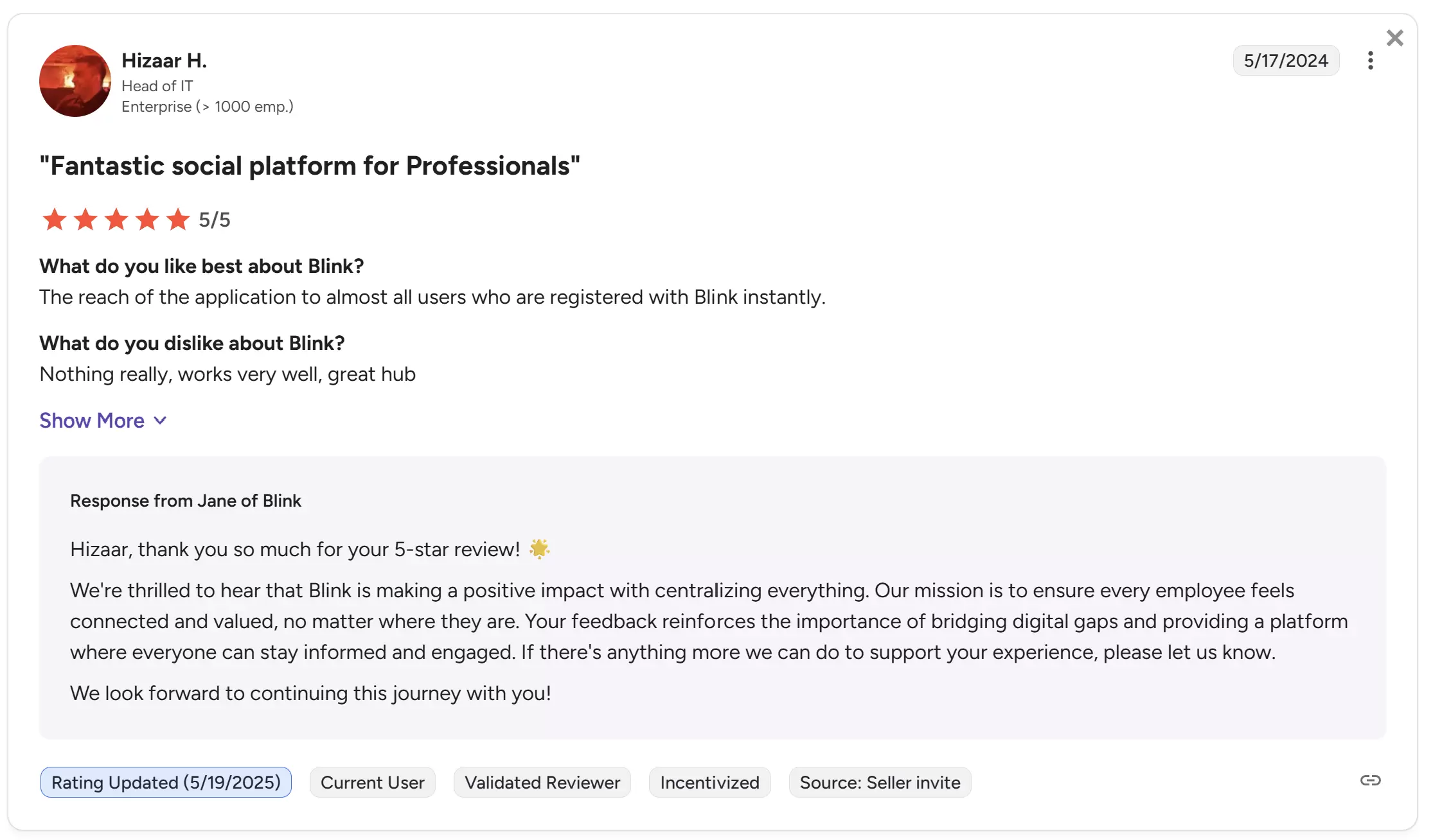 Blink Work Management Reviews & Product Details