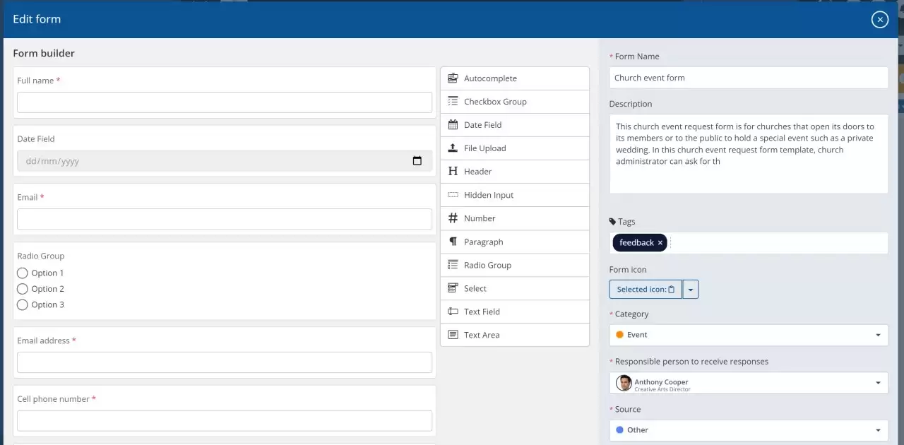 Intranet form builder
