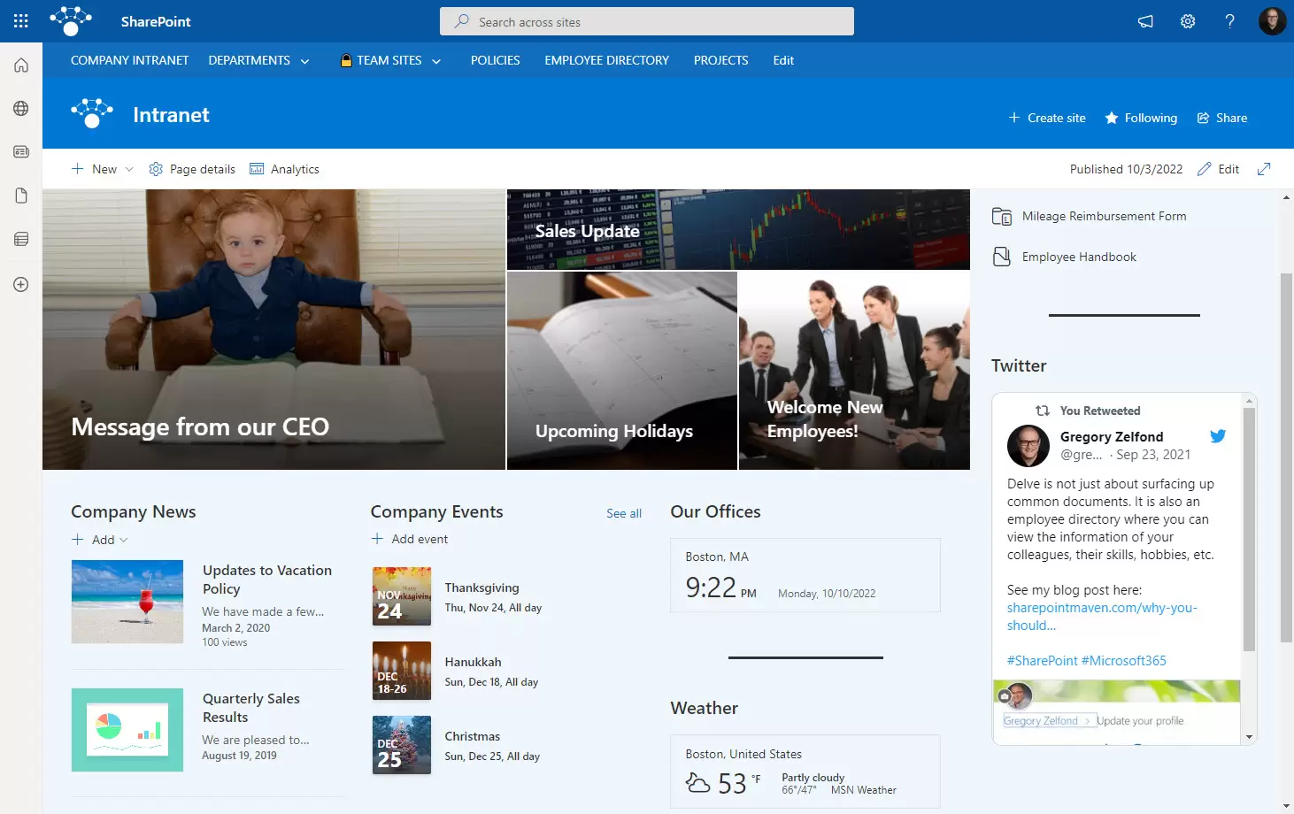 sharepointintranetexamples3 Intranet for SharePoint: Switch to AgilityPortal for Better Employee Engagement - Insight Blog