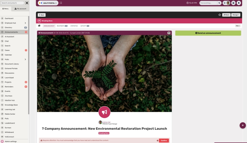 Use announcements, chat and reminders to reach more employees