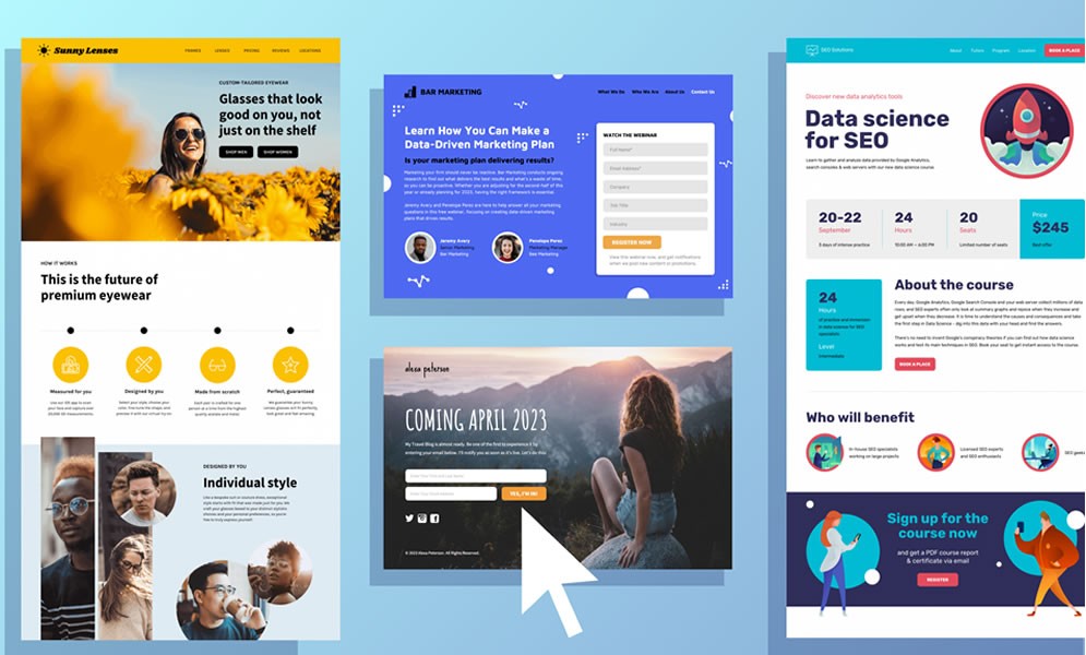 One page landing page examples