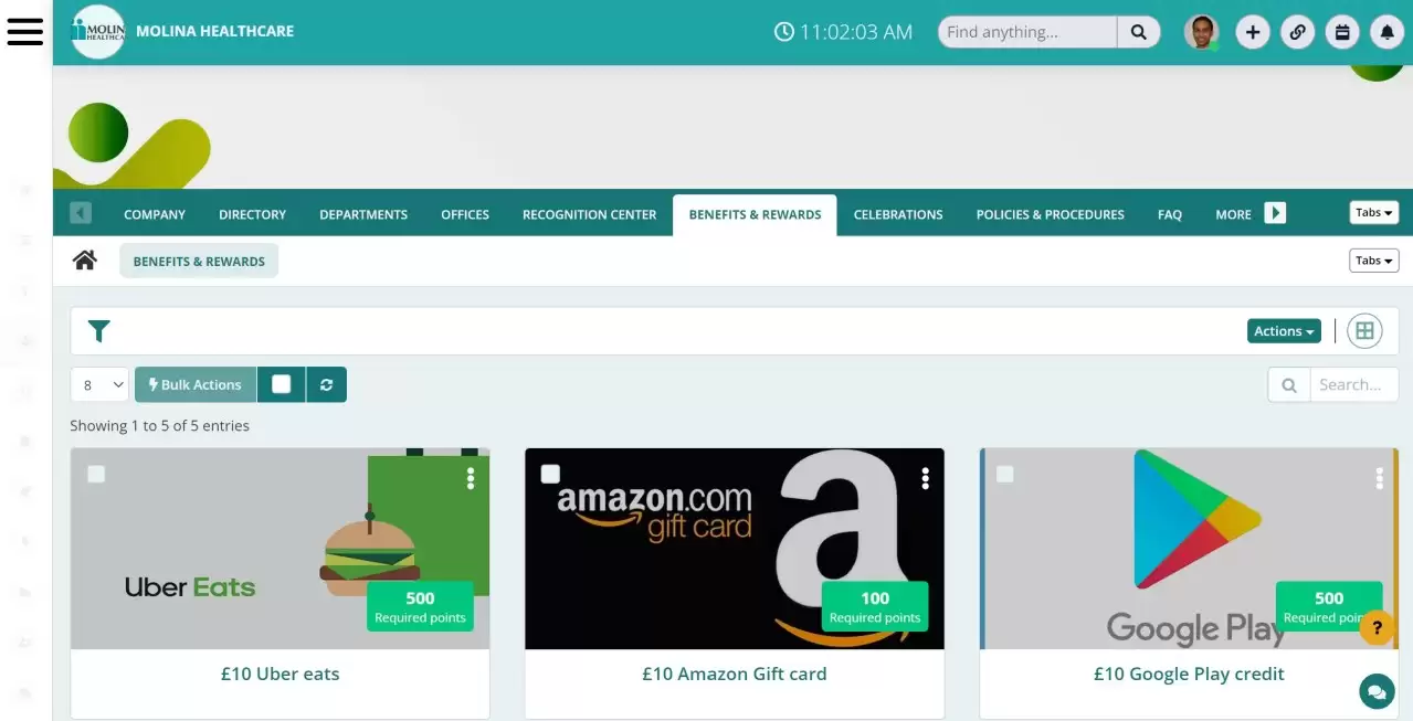 Modern intranet features