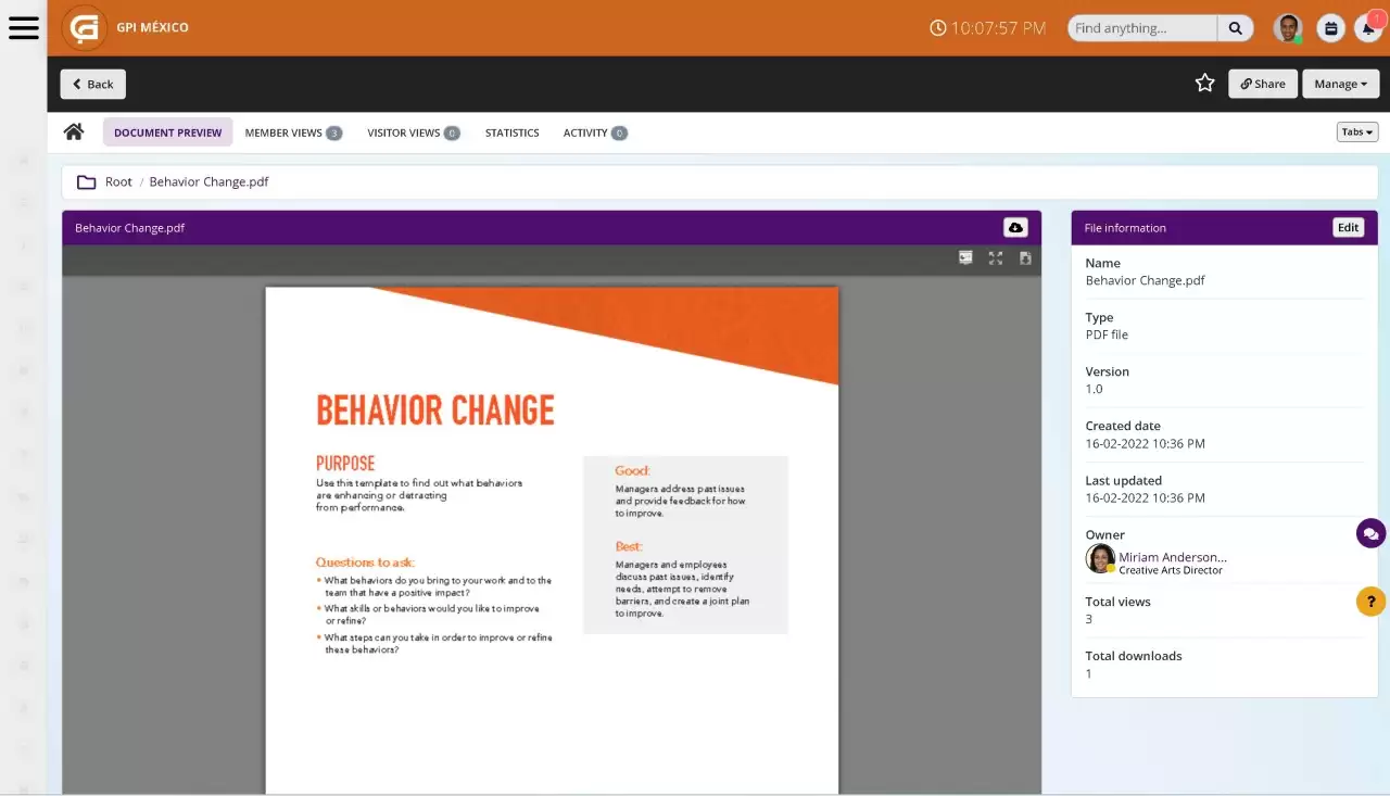 Intranet document management system