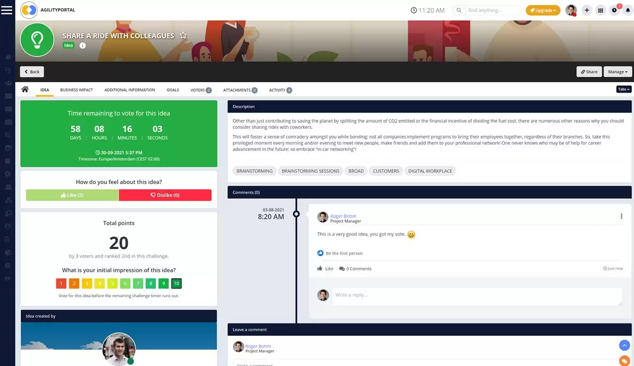 b2ap3_large_AgilityPortal-Ideation-hub Microsoft Viva review - pros, cons, and alternatives - Insight Blog