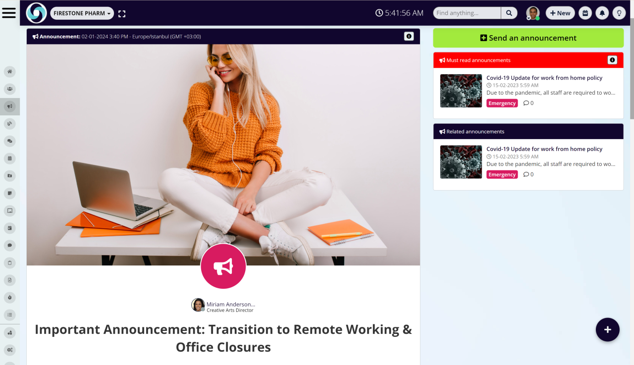 Intranet Announcement Examples