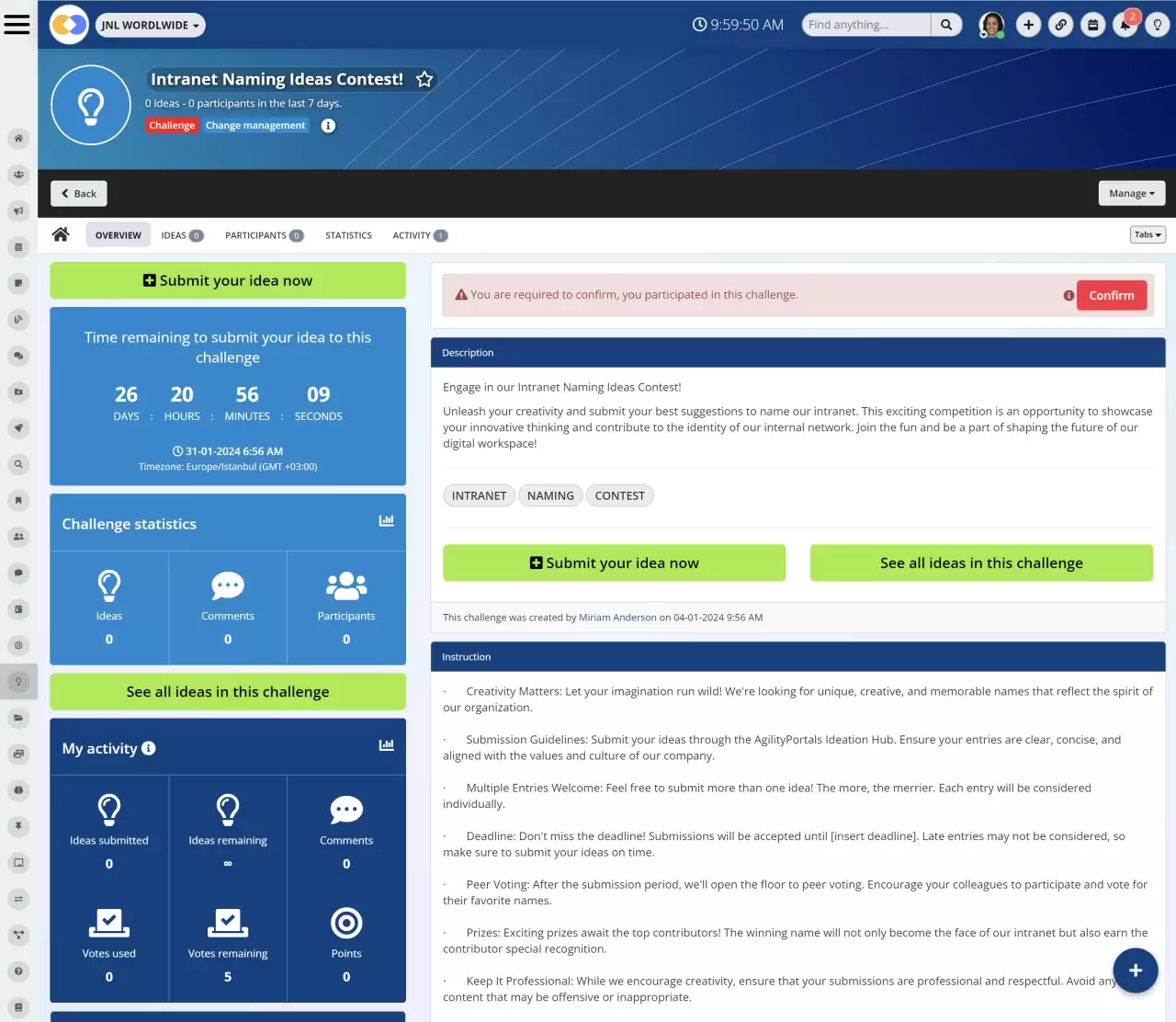 Introducing a New Approach: Boosting Collaboration through AgilityPortals Ideation Hub for Intranet Naming with Friendly Competition